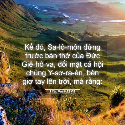 Picture 05 - 1 Các Vua 8:22 VIE - Kế đó, Sa-lô-môn đứng trước bàn - Bible Verse Picture