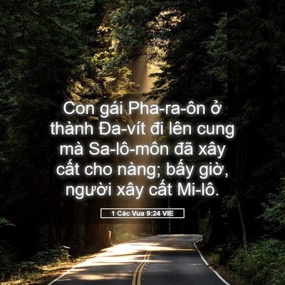 Picture 05 - 1 Các Vua 9:24 VIE - Con gái Pha-ra-ôn ở thành Đa-vít đi lên - Bible Verse Picture