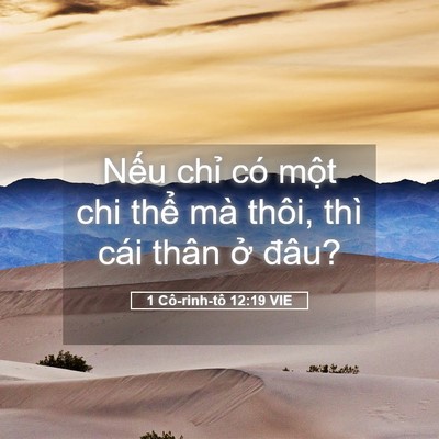 Picture 05 - 1 Cô-rinh-tô 12:19 VIE - Nếu chỉ có một chi thể mà thôi, thì - Bible Verse Picture