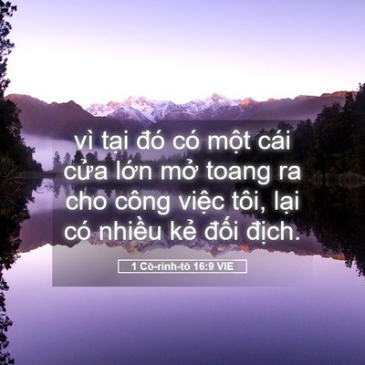 Picture 05 - 1 Cô-rinh-tô 16:9 VIE - vì tại đó có một cái cửa lớn mở - Bible Verse Picture