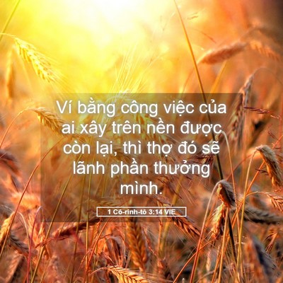 Picture 05 - 1 Cô-rinh-tô 3:14 VIE - Ví bằng công việc của ai xây trên nền - Bible Verse Picture