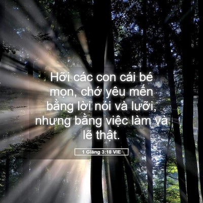 Picture 05 - 1 Giăng 3:18 VIE - Hỡi các con cái bé mọn, chớ yêu mến - Bible Verse Picture