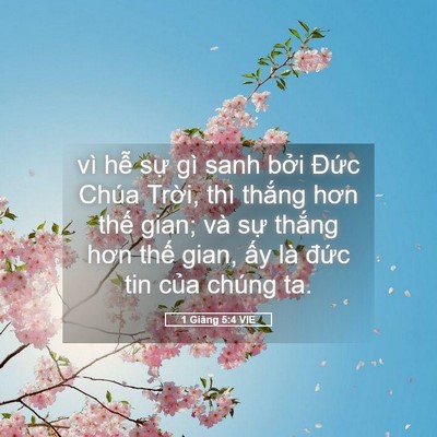 Picture 05 - 1 Giăng 5:4 VIE - vì hễ sự gì sanh bởi Đức Chúa Trời, - Bible Verse Picture