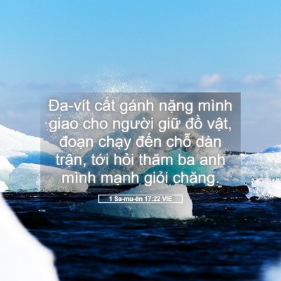 Picture 05 - 1 Sa-mu-ên 17:22 VIE - Đa-vít cất gánh nặng mình giao cho - Bible Verse Picture