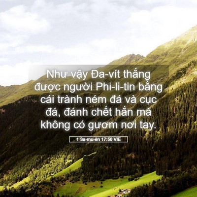 Picture 05 - 1 Sa-mu-ên 17:50 VIE - Như vậy Đa-vít thắng được người - Bible Verse Picture