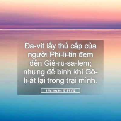 Picture 05 - 1 Sa-mu-ên 17:54 VIE - Đa-vít lấy thủ cấp của người - Bible Verse Picture