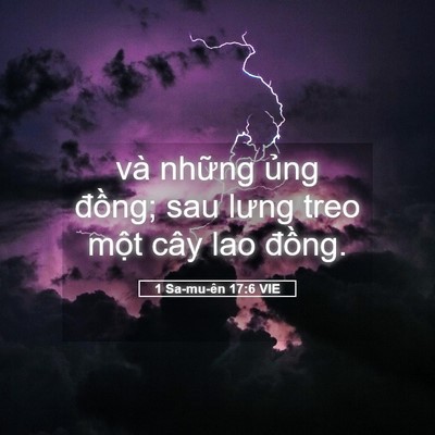 Picture 05 - 1 Sa-mu-ên 17:6 VIE - và những ủng đồng; sau lưng treo một - Bible Verse Picture