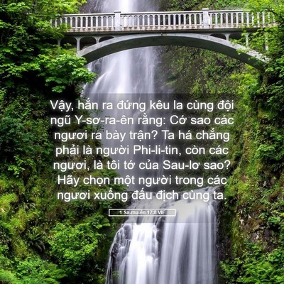 Picture 05 - 1 Sa-mu-ên 17:8 VIE - Vậy, hắn ra đứng kêu la cùng đội ngũ - Bible Verse Picture
