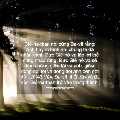 Picture 05 - 1 Sa-mu-ên 20:42 VIE - Giô-na-than nói cùng Đa-vít rằng: Anh hãy - Bible Verse Picture
