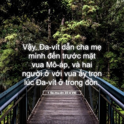 Picture 05 - 1 Sa-mu-ên 22:4 VIE - Vậy, Đa-vít dẫn cha mẹ mình đến - Bible Verse Picture