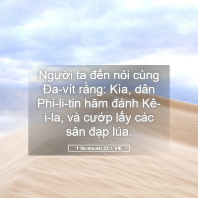 Picture 05 - 1 Sa-mu-ên 23:1 VIE - Người ta đến nói cùng Đa-vít rằng: - Bible Verse Picture