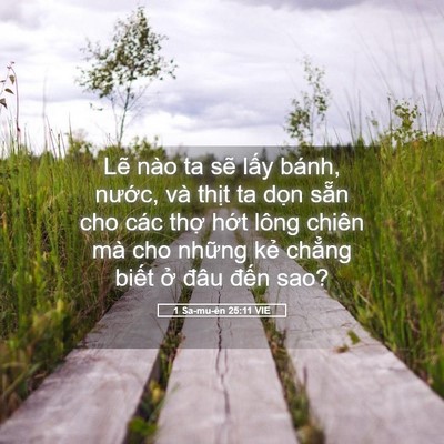 Picture 05 - 1 Sa-mu-ên 25:11 VIE - Lẽ nào ta sẽ lấy bánh, nước, và - Bible Verse Picture