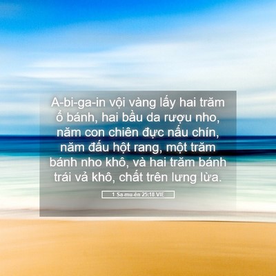 Picture 05 - 1 Sa-mu-ên 25:18 VIE - A-bi-ga-in vội vàng lấy hai trăm ổ bánh, - Bible Verse Picture