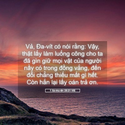 Picture 05 - 1 Sa-mu-ên 25:21 VIE - Vả, Đa-vít có nói rằng: Vậy, thật - Bible Verse Picture