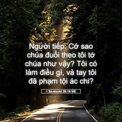 Picture 05 - 1 Sa-mu-ên 26:18 VIE - Người tiếp: Cớ sao chúa đuổi theo tôi - Bible Verse Picture