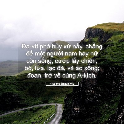 Picture 05 - 1 Sa-mu-ên 27:9 VIE - Đa-vít phá hủy xứ nầy, chẳng để - Bible Verse Picture
