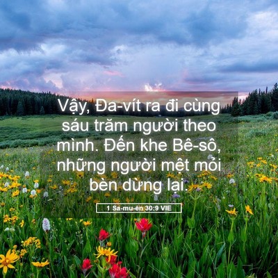 Picture 05 - 1 Sa-mu-ên 30:9 VIE - Vậy, Đa-vít ra đi cùng sáu trăm người - Bible Verse Picture