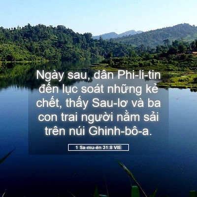 Picture 05 - 1 Sa-mu-ên 31:8 VIE - Ngày sau, dân Phi-li-tin đến lục soát - Bible Verse Picture