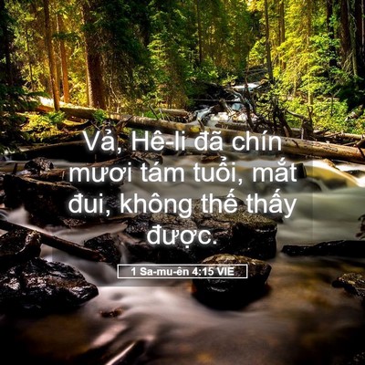 Picture 05 - 1 Sa-mu-ên 4:15 VIE - Vả, Hê-li đã chín mươi tám tuổi, mắt - Bible Verse Picture