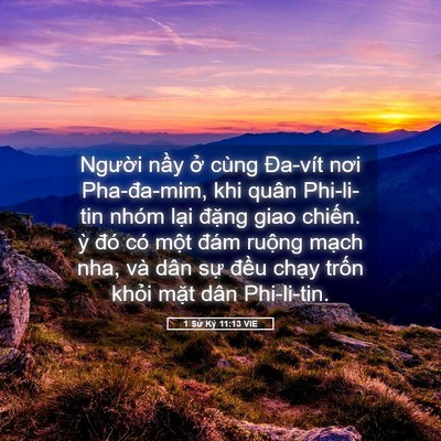 Picture 05 - 1 Sử Ký 11:13 VIE - Người nầy ở cùng Đa-vít nơi - Bible Verse Picture