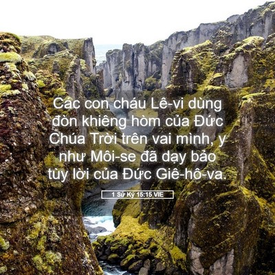 Picture 05 - 1 Sử Ký 15:15 VIE - Các con cháu Lê-vi dùng đòn khiêng hòm - Bible Verse Picture