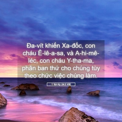 Picture 05 - 1 Sử Ký 24:3 VIE - Đa-vít khiến Xa-đốc, con cháu - Bible Verse Picture