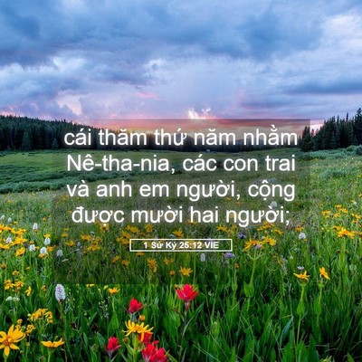 Picture 05 - 1 Sử Ký 25:12 VIE - cái thăm thứ năm nhằm Nê-tha-nia, các - Bible Verse Picture