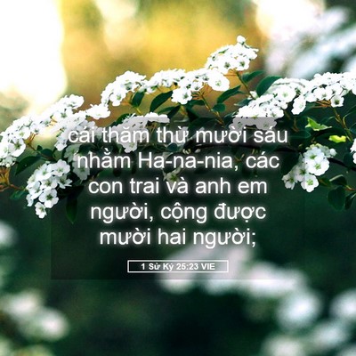 Picture 05 - 1 Sử Ký 25:23 VIE - cái thăm thừ mười sáu nhằm Ha-na-nia, - Bible Verse Picture