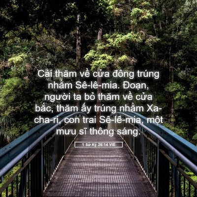 Picture 05 - 1 Sử Ký 26:14 VIE - Cái thăm về cửa đông trúng nhằm - Bible Verse Picture