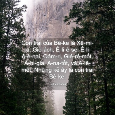 Picture 05 - 1 Sử Ký 7:8 VIE - Con trai của Bê-ke là Xê-mi-ra, Giô-ách, - Bible Verse Picture