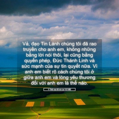 Picture 05 - 1 Thê-sa-lô-ni-ca 1:5 VIE - Vả, đạo Tin Lành chúng tôi đã rao - Bible Verse Picture