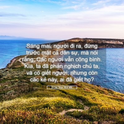 Picture 05 - 2 Các Vua 10:9 VIE - Sáng mai, người đi ra, đứng trước - Bible Verse Picture