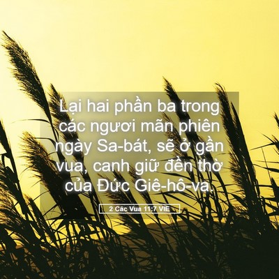 Picture 05 - 2 Các Vua 11:7 VIE - Lại hai phần ba trong các ngươi mãn - Bible Verse Picture