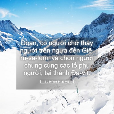 Picture 05 - 2 Các Vua 14:20 VIE - Đoạn, có người chở thây người trên - Bible Verse Picture