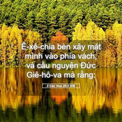 Picture 05 - 2 Các Vua 20:2 VIE - Ê-xê-chia bèn xây mặt mình vào phía - Bible Verse Picture