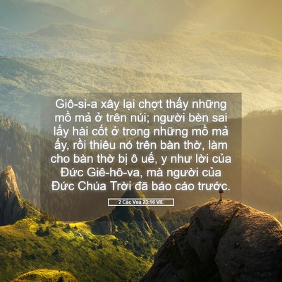 Picture 05 - 2 Các Vua 23:16 VIE - Giô-si-a xây lại chợt thấy những mồ - Bible Verse Picture