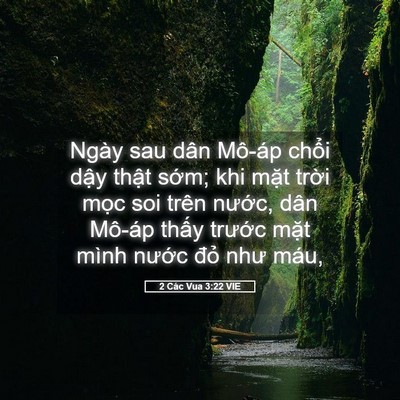 Picture 05 - 2 Các Vua 3:22 VIE - Ngày sau dân Mô-áp chổi dậy thật sớm; - Bible Verse Picture
