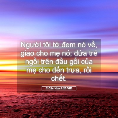 Picture 05 - 2 Các Vua 4:20 VIE - Người tôi tớ đem nó về, giao cho mẹ - Bible Verse Picture