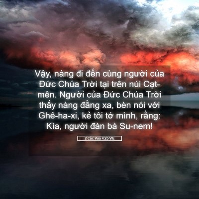 Picture 05 - 2 Các Vua 4:25 VIE - Vậy, nàng đi đến cùng người của - Bible Verse Picture