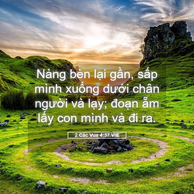 Picture 05 - 2 Các Vua 4:37 VIE - Nàng bèn lại gần, sấp mình xuống - Bible Verse Picture