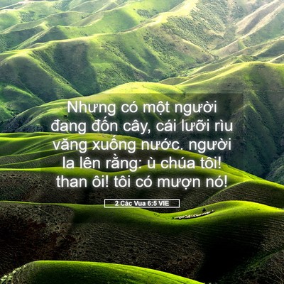 Picture 05 - 2 Các Vua 6:5 VIE - Nhưng có một người đang đốn cây, cái - Bible Verse Picture