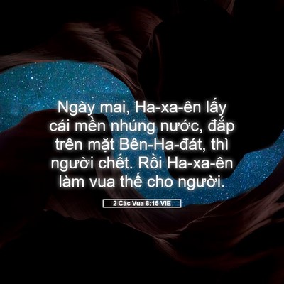 Picture 05 - 2 Các Vua 8:15 VIE - Ngày mai, Ha-xa-ên lấy cái mền nhúng - Bible Verse Picture