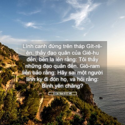 Picture 05 - 2 Các Vua 9:17 VIE - Lính canh đứng trên tháp Gít-rê-ên, - Bible Verse Picture