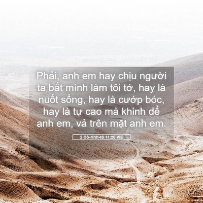 Picture 05 - 2 Cô-rinh-tô 11:20 VIE - Phải, anh em hay chịu người ta bắt mình - Bible Verse Picture