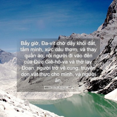 Picture 05 - 2 Sa-mu-ên 12:20 VIE - Bấy giờ, Đa-vít chờ dậy khỏi đất, - Bible Verse Picture