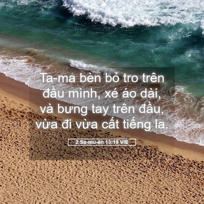 Picture 05 - 2 Sa-mu-ên 13:19 VIE - Ta-ma bèn bỏ tro trên đầu mình, xé áo - Bible Verse Picture