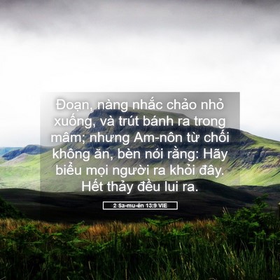 Picture 05 - 2 Sa-mu-ên 13:9 VIE - Đoạn, nàng nhắc chảo nhỏ xuống, và - Bible Verse Picture