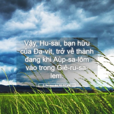 Picture 05 - 2 Sa-mu-ên 15:37 VIE - Vậy, Hu-sai, bạn hữu của Đa-vít, trở - Bible Verse Picture