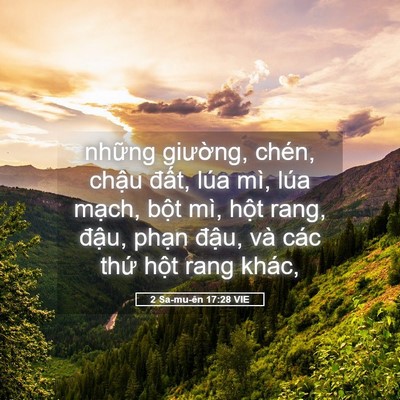 Picture 05 - 2 Sa-mu-ên 17:28 VIE - những giường, chén, chậu đất, lúa - Bible Verse Picture