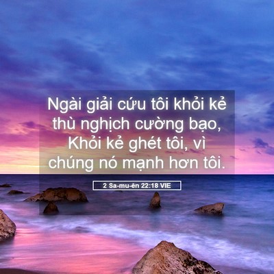 Picture 05 - 2 Sa-mu-ên 22:18 VIE - Ngài giải cứu tôi khỏi kẻ thù nghịch - Bible Verse Picture